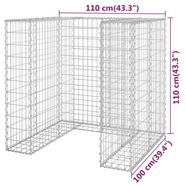 vidaXL Συρματοκιβώτιο Τοίχος για Κάδο 110x100x10 εκ από Γαλβαν. Χάλυβα