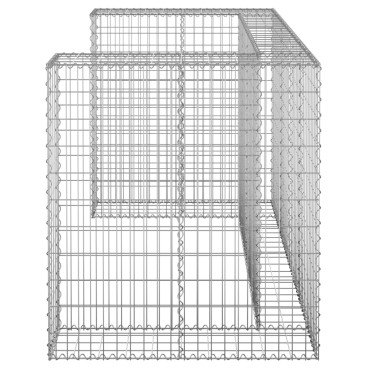 vidaXL Συρματοκιβώτιο Τοίχος για Κάδους 180x100x110 εκ Γαλβαν. Χάλυβας