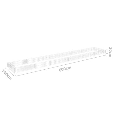 vidaXL Συρματοκιβώτιο-Γλάστρα Υπερυψωμένη 600x100x20 εκ. Γαλβ. Χάλυβας