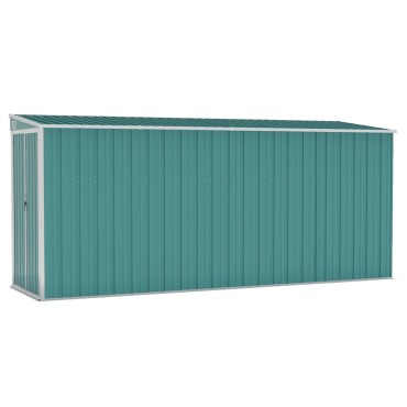 vidaXL Αποθήκη Κήπου Επιτοίχια Πράσινη 118x382x178 εκ από Γαλβ. Ατσάλι
