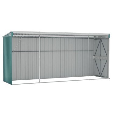 vidaXL Αποθήκη Κήπου Επιτοίχια Πράσινη 118x382x178 εκ από Γαλβ. Ατσάλι