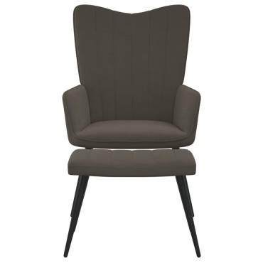 vidaXL Πολυθρόνα Relax Σκούρο Γκρι Βελούδινη με Σκαμπό 61x70x96,5cm 1 τεμ.