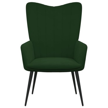 vidaXL Πολυθρόνα Relax Σκούρο Πράσινο Βελούδινη με Σκαμπό 61x70x96,5cm 1 τεμ.