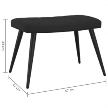 vidaXL Πολυθρόνα Relax Μαύρη Βελούδινη με Σκαμπό 61x70x96,5cm 1 τεμ.