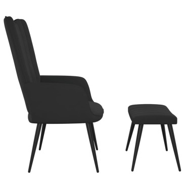 vidaXL Πολυθρόνα Relax Μαύρη Βελούδινη με Σκαμπό 61x70x96,5cm 1 τεμ.