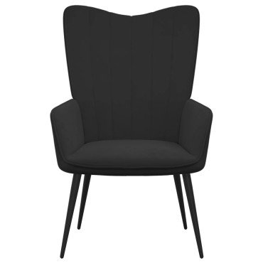 vidaXL Πολυθρόνα Relax Μαύρη Βελούδινη με Σκαμπό 61x70x96,5cm 1 τεμ.