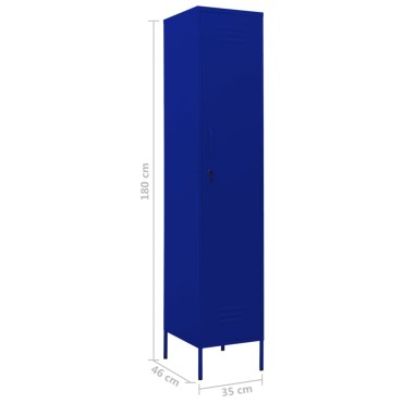 vidaXL Φοριαμός Ναυτικό Μπλε 35x46x180cm από Ατσάλι 1 τεμ.