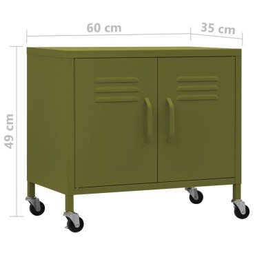 vidaXL Ντουλάπι Αποθήκευσης Πράσινο Λαδί 60x35x56cm από Ατσάλι 1 τεμ.