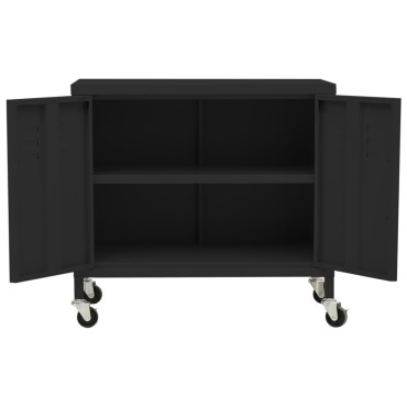 vidaXL Ντουλάπι Αποθήκευσης Μαύρο 60x35x56cm από Ατσάλι 1 τεμ.