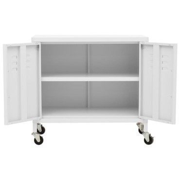vidaXL Ντουλάπι Αποθήκευσης Λευκό 60x35x56cm από Ατσάλι 1 τεμ.