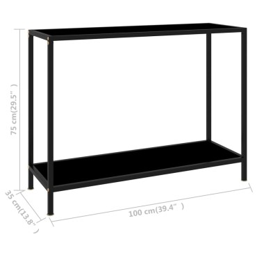 vidaXL Τραπέζι Κονσόλα Μαύρο 100x35x75cm από Ψημένο Γυαλί 1 τεμ.