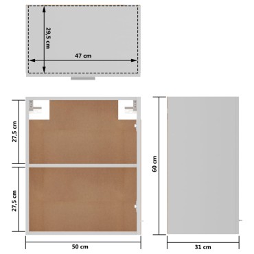 vidaXL Ντουλάπι Κρεμαστό Lyon Λευκό 50x31x60cm από Επεξ. Ξύλο 1 τεμ.