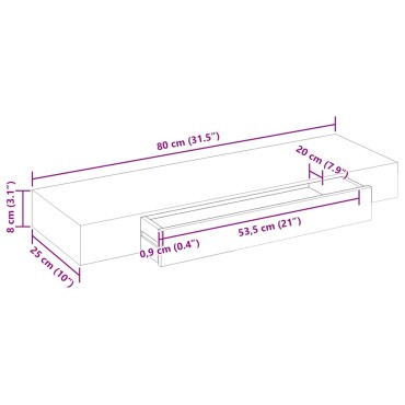 vidaXL Ράφια Τοίχου με Συρτάρια 2 τεμ. Λευκά 80x25x8cm