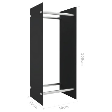 vidaXL Ράφι Καυσόξυλων Μαύρο 40 x 35 x 100 εκ. από Ψημένο Γυαλί