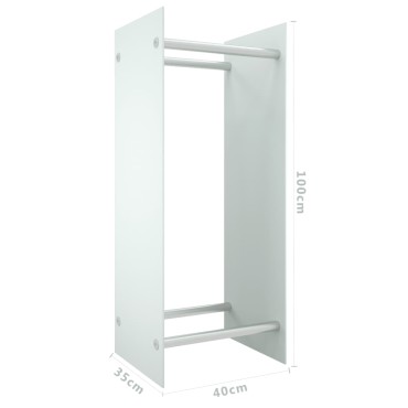 vidaXL Ράφι Καυσόξυλων Λευκό 40 x 35 x 100 εκ. από Ψημένο Γυαλί