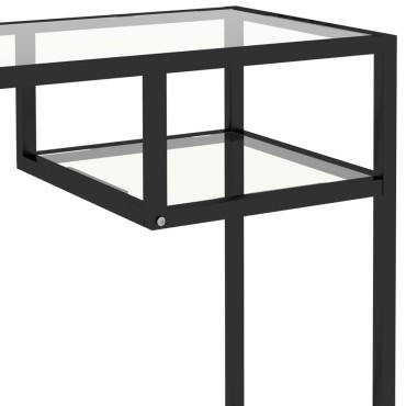 vidaXL Γραφείο Υπολογιστή Διάφανο 100x36x74cm από Γυαλί 1 τεμ.