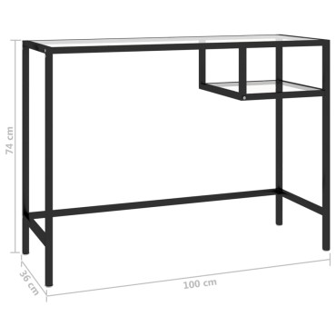 vidaXL Γραφείο Υπολογιστή Διάφανο 100x36x74cm από Γυαλί 1 τεμ.