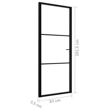 vidaXL Πόρτα Εσωτερική Μαύρη 83 x 201,5 εκ. από Γυαλί ESG / Αλουμίνιο