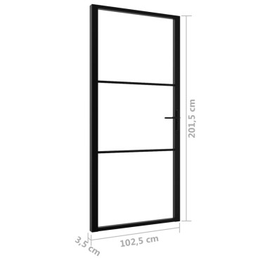 vidaXL Πόρτα Εσωτερική Μαύρη 102,5x201,5 εκ. από Γυαλί ESG / Αλουμίνιο