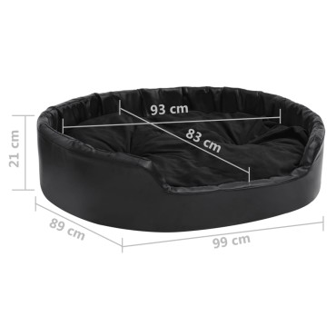 vidaXL Κρεβάτι Σκύλου Μαύρο 99 x 89 x 21 εκ. Βελουτέ/Συνθετικό Δέρμα