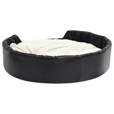 vidaXL Κρεβάτι Σκύλου Μαύρο/Μπεζ  99 x 89 x 21 εκ. Βελουτέ/Συνθ. Δέρμα