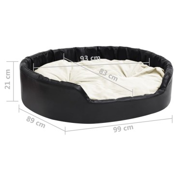 vidaXL Κρεβάτι Σκύλου Μαύρο/Μπεζ  99 x 89 x 21 εκ. Βελουτέ/Συνθ. Δέρμα