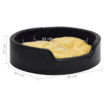 vidaXL Κρεβάτι Σκύλου Μαύρο/Κίτρινο 99x89x21 εκ. Βελουτέ/Συνθ. Δέρμα