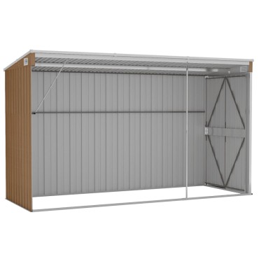 vidaXL Αποθήκη Κήπου Επιτοίχια Καφέ 118x288x178 εκ από Γαλβ. Ατσάλι