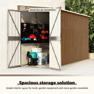 vidaXL Αποθήκη Κήπου Επιτοίχια Καφέ 118x288x178 εκ από Γαλβ. Ατσάλι