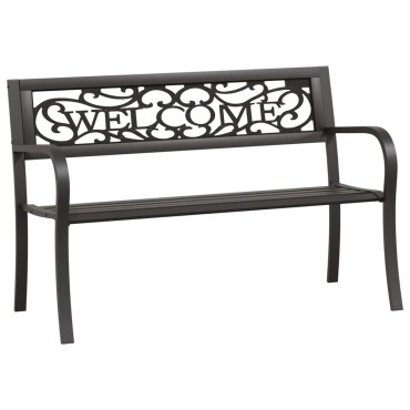 vidaXL Παγκάκι Κήπου Μαύρο Ατσάλινο 125x53x77cm 1 τεμ.