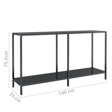 vidaXL Τραπέζι Κονσόλα Μαύρο 140x35x75,5cm από Ψημένο Γυαλί 1 τεμ.