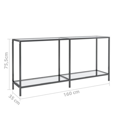 vidaXL Τραπέζι Κονσόλα Διαφανές 160x35x75,5cm από Ψημένο Γυαλί 1 τεμ.