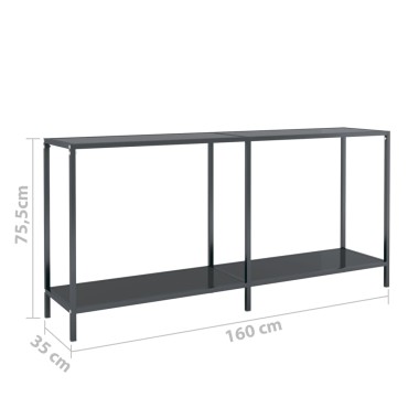 vidaXL Τραπέζι Κονσόλα Μαύρο 160x35x75,5cm από Ψημένο Γυαλί 1 τεμ.