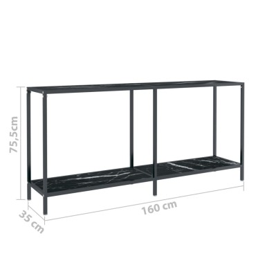 vidaXL Τραπέζι Κονσόλα Μαύρο 160x35x75,5cm από Ψημένο Γυαλί 1 τεμ.