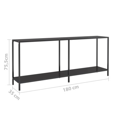 vidaXL Τραπέζι Κονσόλα Μαύρο 180x35x75,5cm από Ψημένο Γυαλί 1 τεμ.
