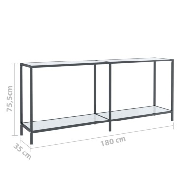 vidaXL Τραπέζι Κονσόλα Λευκό 180x35x75,5cm από Ψημένο Γυαλί 1 τεμ.