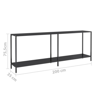 vidaXL Τραπέζι Κονσόλα Μαύρο 200x35x75,5cm από Ψημένο Γυαλί 1 τεμ.