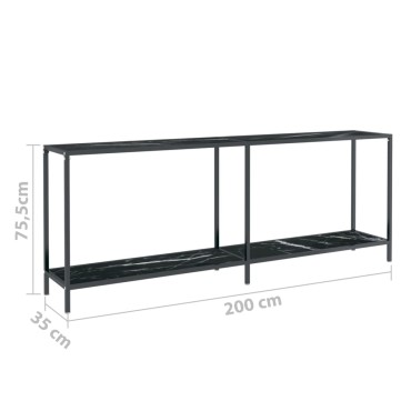 vidaXL Τραπέζι Κονσόλα Μαύρο 200x35x75,5cm από Ψημένο Γυαλί 1 τεμ.