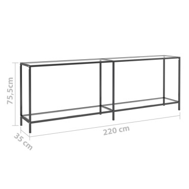 vidaXL Τραπέζι Κονσόλα Διαφανές 220x35x75,5cm από Ψημένο Γυαλί 1 τεμ.