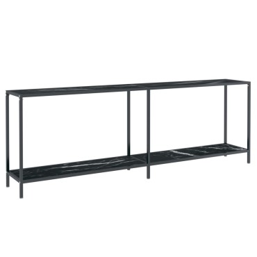 vidaXL Τραπέζι Κονσόλα Μαύρο 220x35x75,5cm από Ψημένο Γυαλί 1 τεμ.