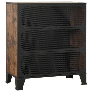 vidaXL Ντουλάπι Αποθήκευσης Ρουστίκ Καφέ 72x36x82cm Μέταλλο / MDF 1 τεμ.