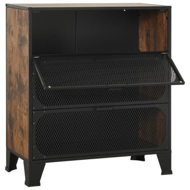 vidaXL Ντουλάπι Αποθήκευσης Ρουστίκ Καφέ 72x36x82cm Μέταλλο / MDF 1 τεμ.