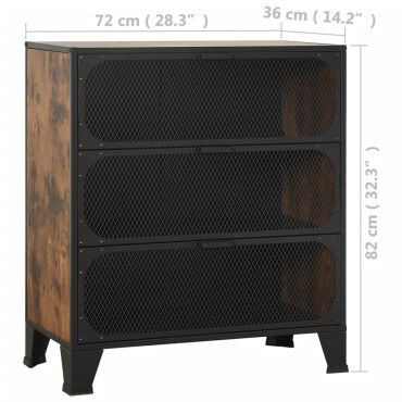 vidaXL Ντουλάπι Αποθήκευσης Ρουστίκ Καφέ 72x36x82cm Μέταλλο / MDF 1 τεμ.