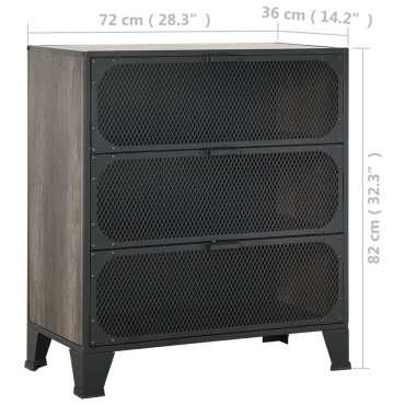 vidaXL Ντουλάπι Αποθήκευσης Γκρι 72x36x82cm Μέταλλο / MDF 1 τεμ.