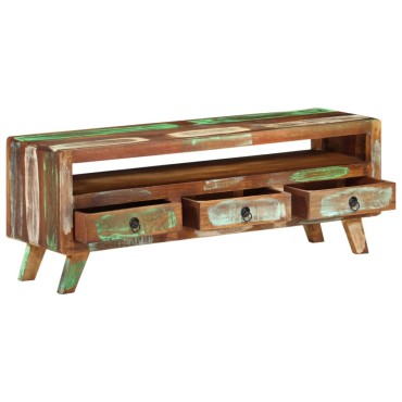 vidaXL Έπιπλο Τηλεόρασης 110x30x40cm Πολύχρωμο από Μασίφ Ανακυκ. Ξύλο