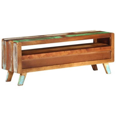 vidaXL Έπιπλο Τηλεόρασης 110x30x40cm Πολύχρωμο από Μασίφ Ανακυκ. Ξύλο