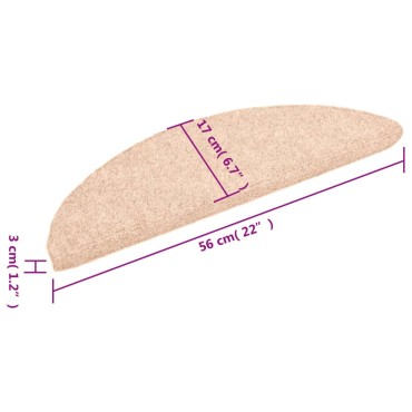 vidaXL Πατάκια Σκάλας Αυτοκόλλητα 15 τεμ. Καφέ 56x17x3εκ. Βελονιασμένο