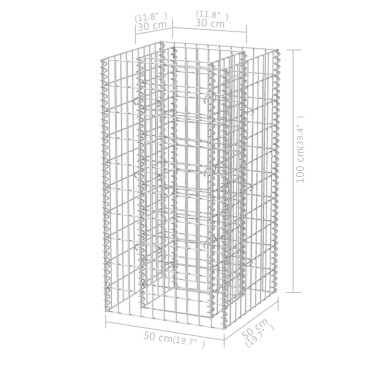 vidaXL Συρματοκιβώτιο - Γλάστρα Υπερυψωμένη 50 x 50 x 100 εκ. Ατσάλινη