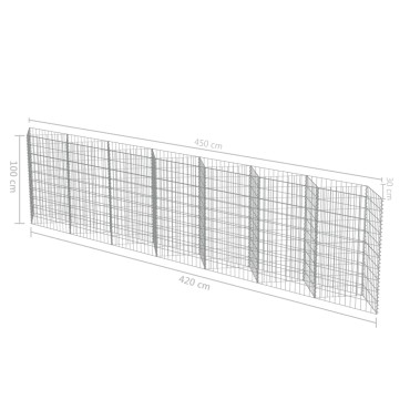vidaXL Συρματοκιβώτιο Τοίχος 450x30x100cm από Γαλβανισμένο Χάλυβα