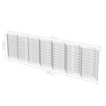 vidaXL Συρματοκιβώτιο Τοίχος 450x30x100cm από Γαλβανισμένο Χάλυβα